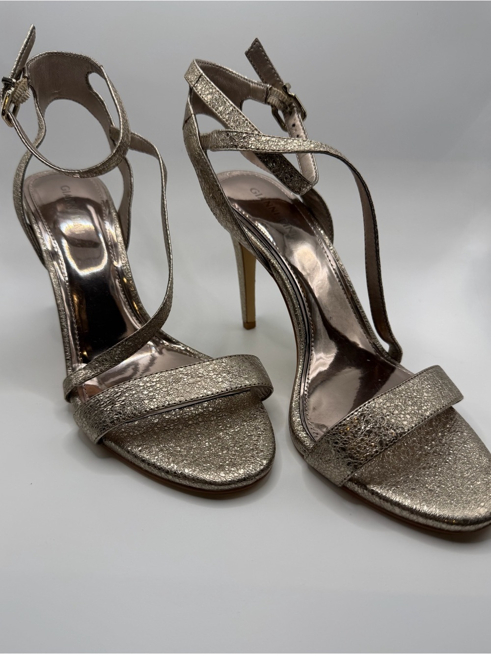 Strappy High Heel Sandals - Gold